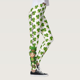 Legging Dia de São Patrício verde sobre branco brilhante
