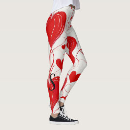 Legging Dia do Namorados Elegante, corações vermelhos, mon
