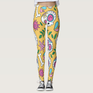 Legging Dia dos Adoráveis do Estilo Calavara Morto Yoga