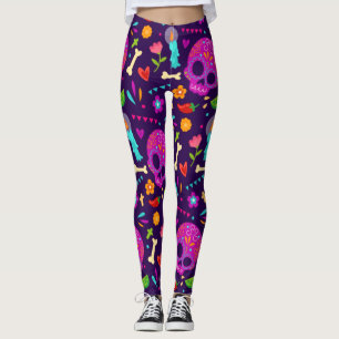 Legging Dia dos Adoráveis do Estilo Calavara Morto Yoga