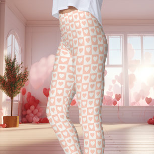 Legging Dia dos Namorados Coração Xadrez Pêssego