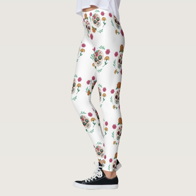 Legging Dia dos Peles e Flores de Açúcar Mortos (Esquerda)