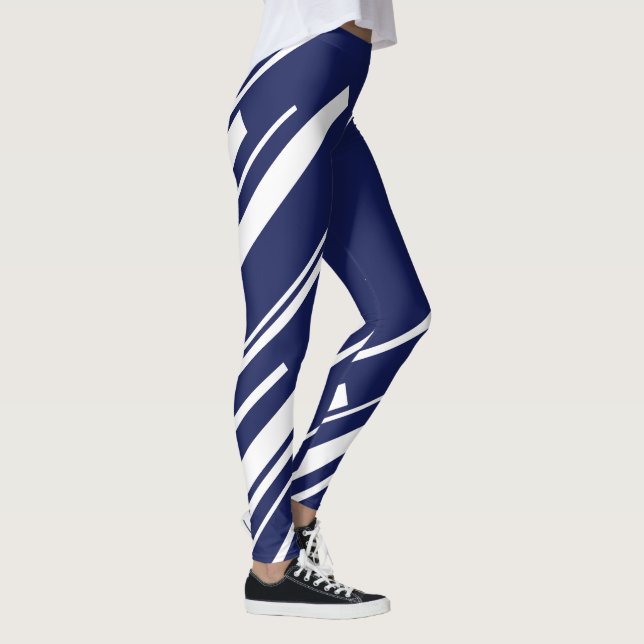 Legging Diagonais - Azul e Branco (Direita)