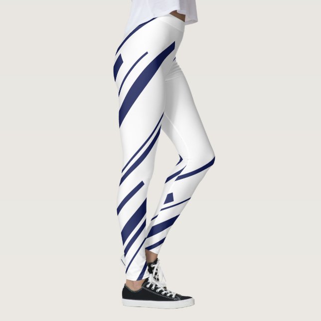 Legging Diagonais em Azul e Branco (Direita)