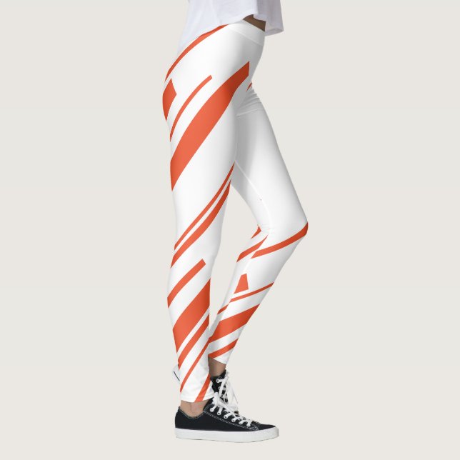 Legging Diagonais em Laranja e Branco (Direita)