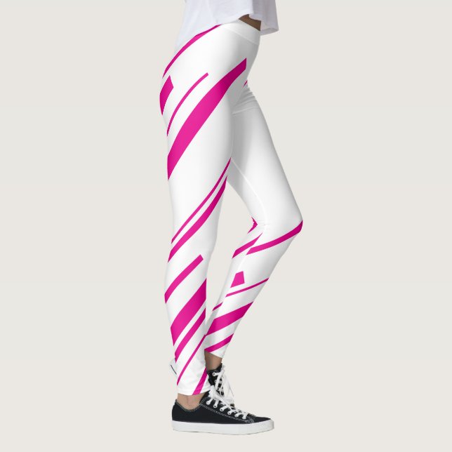Legging Diagonais em magenta e branco (Direita)
