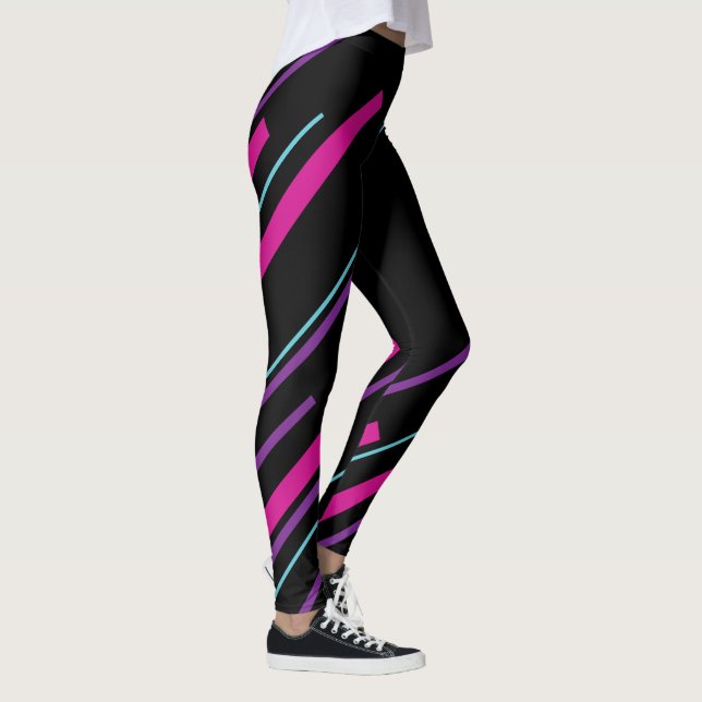Legging Diagonais - Rosa, Púrpura, Azul e Preto (Direita)