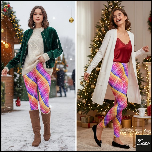 Legging Diagonal Neon Plaid Stripe Gradient (Criador carregado)