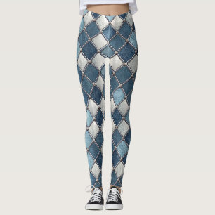 Legging Diamante Azul Metálico - Geométrico Industrial