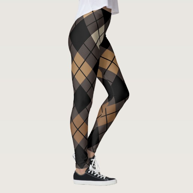 Legging Diamante bege preto na moda do Harlequin de Argyle (Direita)