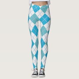 Legging Diamante branco azul na moda do Harlequin de
