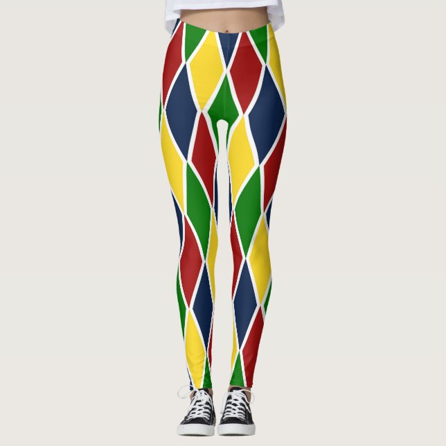 Legging Diamante colorido do Harlequin de Argyle na moda (Frente)