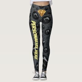 Legging Diamante De ouro No Designer Único Personalizado P