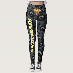 Legging Diamante De ouro No Designer Único Personalizado P