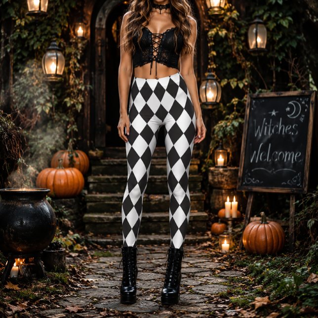 Legging Diamante Geométrico Preto e Branco de Halloween (Criador carregado)