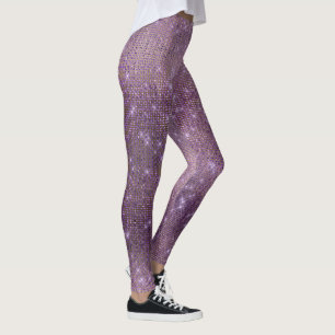Legging Diamante metálico Dourado da ameixa roxa Sparkly