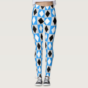 Legging Diamante Rhombus Geométrico Azul Preto