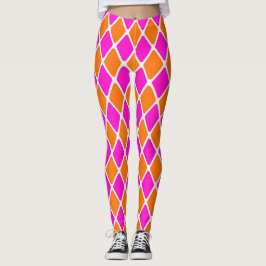 Legging Diamante Rosa e Laranja Mod dos anos 60