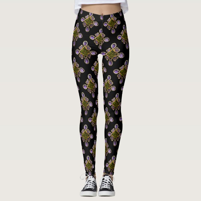 Legging Diamantes Ametistas Roxos Emeralds joias (Frente)