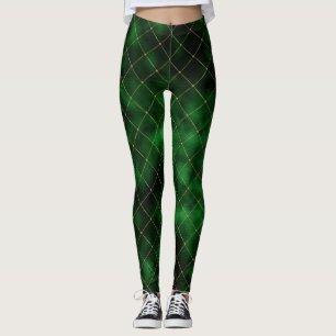 Legging Diamantes Elegantes em Verde e Dourado