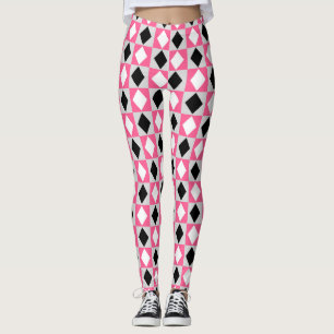 Legging Diamond Geométrico Rhombus, Preto-Rosa,