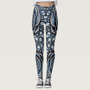 Legging Diamond Rosa e Denim Glam Bling Jewels