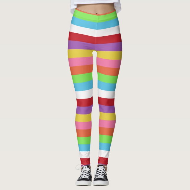 Legging dicas coloridas de faixas de doces (Frente)