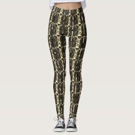 Legging Diferente castanho, com diferentes faixas verticai