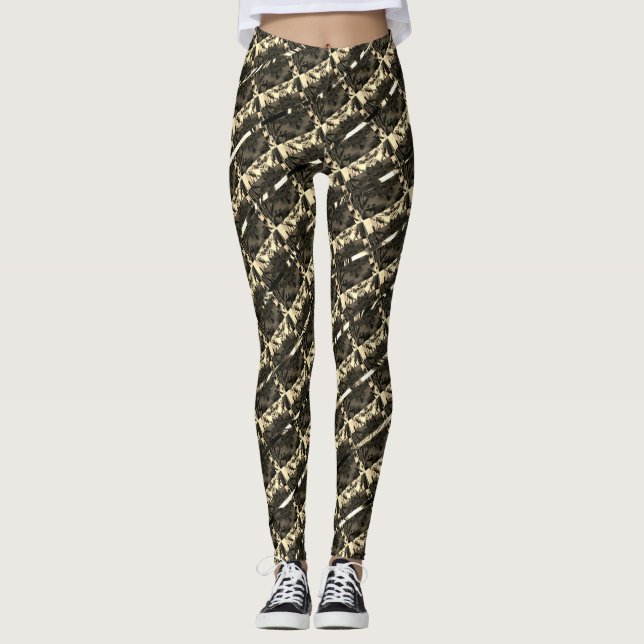 Legging Diferente castanho, diferentes faixas transversais (Frente)