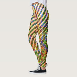 Legging Diferentes faixas de laranja, linhas coloridas ris