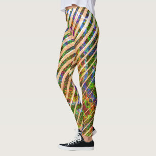 Legging Diferentes faixas de laranja, linhas coloridas ris