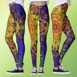 Legging Digital Mandala Amarelo Azul e Púrpura