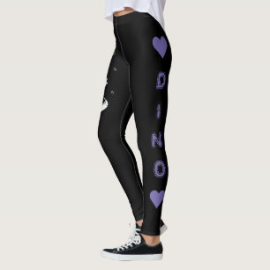Legging Dinossauro - Arte Espetada em Preto e Roxo