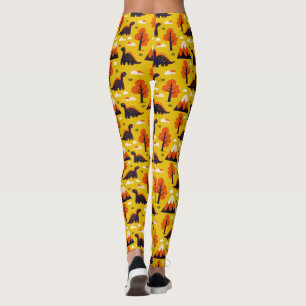 Legging Dinossauro e Monutinos no Fundo da Mostarda