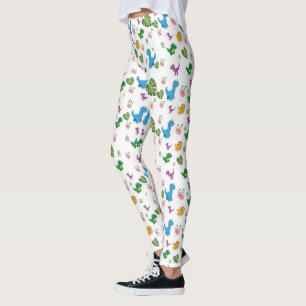Legging Dinossauro engraçado, folhas