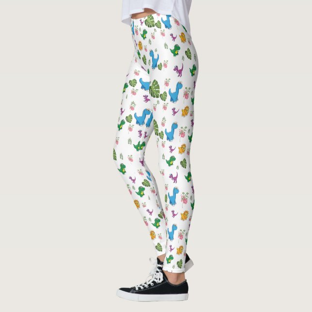 Legging Dinossauro engraçado, folhas (Esquerda)