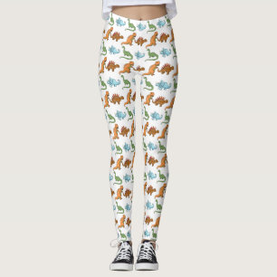 Legging Dinossauros Ilustrados Fofos em Branco Padrão