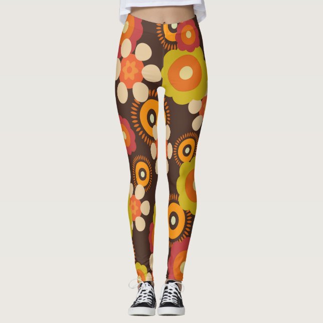Legging Disco 70s 60s Retro Flowers Pop Culture (Frente)