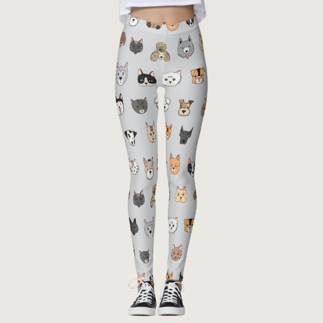 Legging Diversão Animal: Cães Cães Mistura de Porcos (Frente)