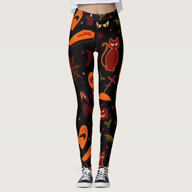 Legging Diversão de Dia das Bruxas Spooky (Frente)