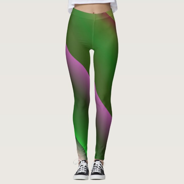 Legging Diversão De Gradação Rosa E Verde (Frente)