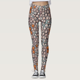 Legging Diversão Desenhos Únicos de Olhos de Monstro Cinza