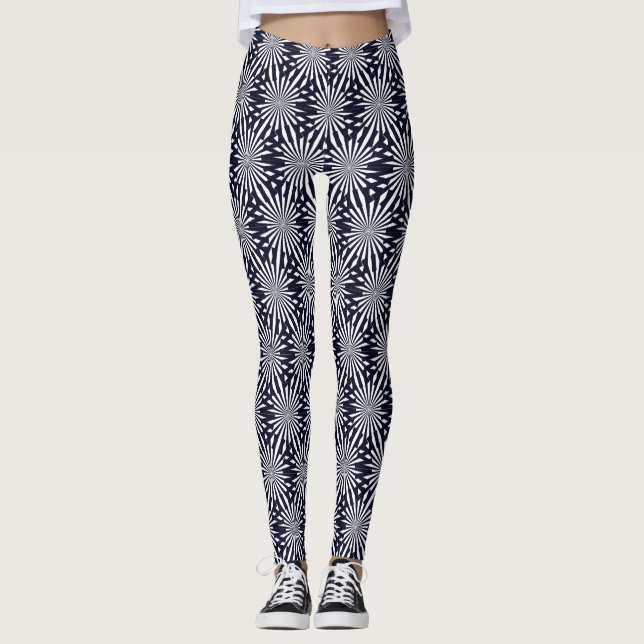 Legging Diversão Moderna Abstrata Preto Branco Geométrico  (Frente)