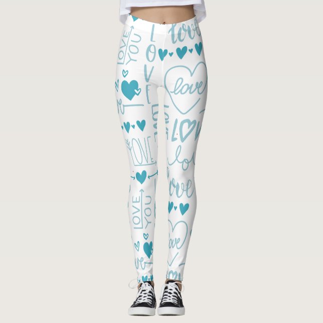 Legging Diversão Turquesa e Amor Moderno e Corações (Frente)