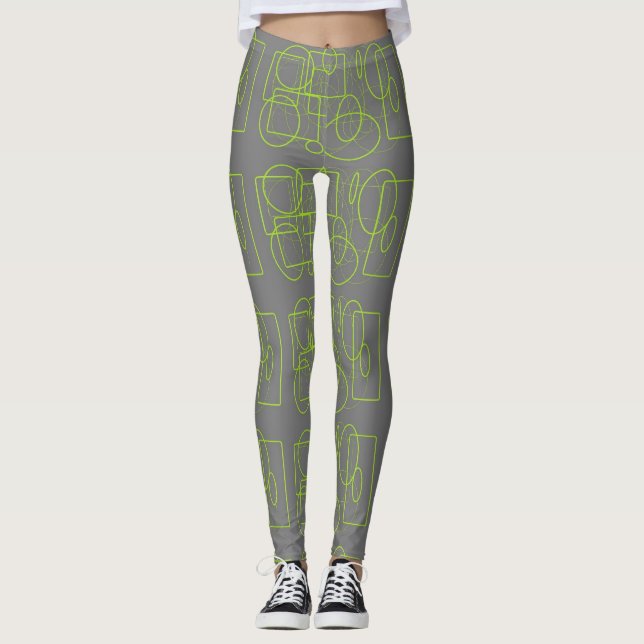Legging Divertido com o Verde e a Cinza (Frente)
