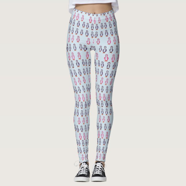 Legging Divertimento com caneleiras dos pinguins (Frente)