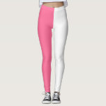 Legging Dividir Cor Branca Cor Dois Tonelados Rosa<br><div class="desc">Cor rosa e branco, duas cores, cor de metade dos lados do design. #twotoneleggings #colorsplitleggings</div>