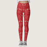Legging Doador Feio-Branco e Feriado Vermelho<br><div class="desc">Peguem seu suéter feio e comemorem a época de Natal com este design humorístico com renas,  pinheiros e flocos de neve. Felizes feriados e ilustrações criam uma textura divertida e tecido como a sua moda sazonal favorita.</div>