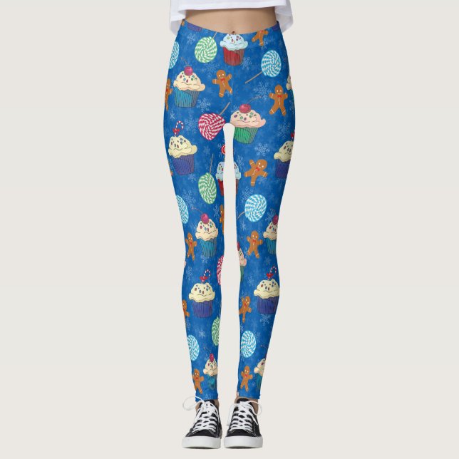Legging Doce de Hortelã, Homem de Biscoito e Bolo de Xícar (Frente)