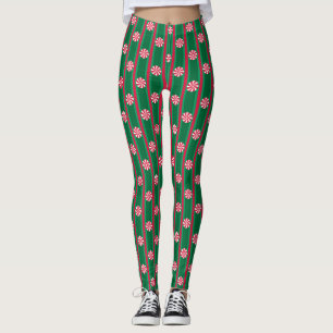 Legging Doces de hortelã-pimenta de Natal divertida e Rico
